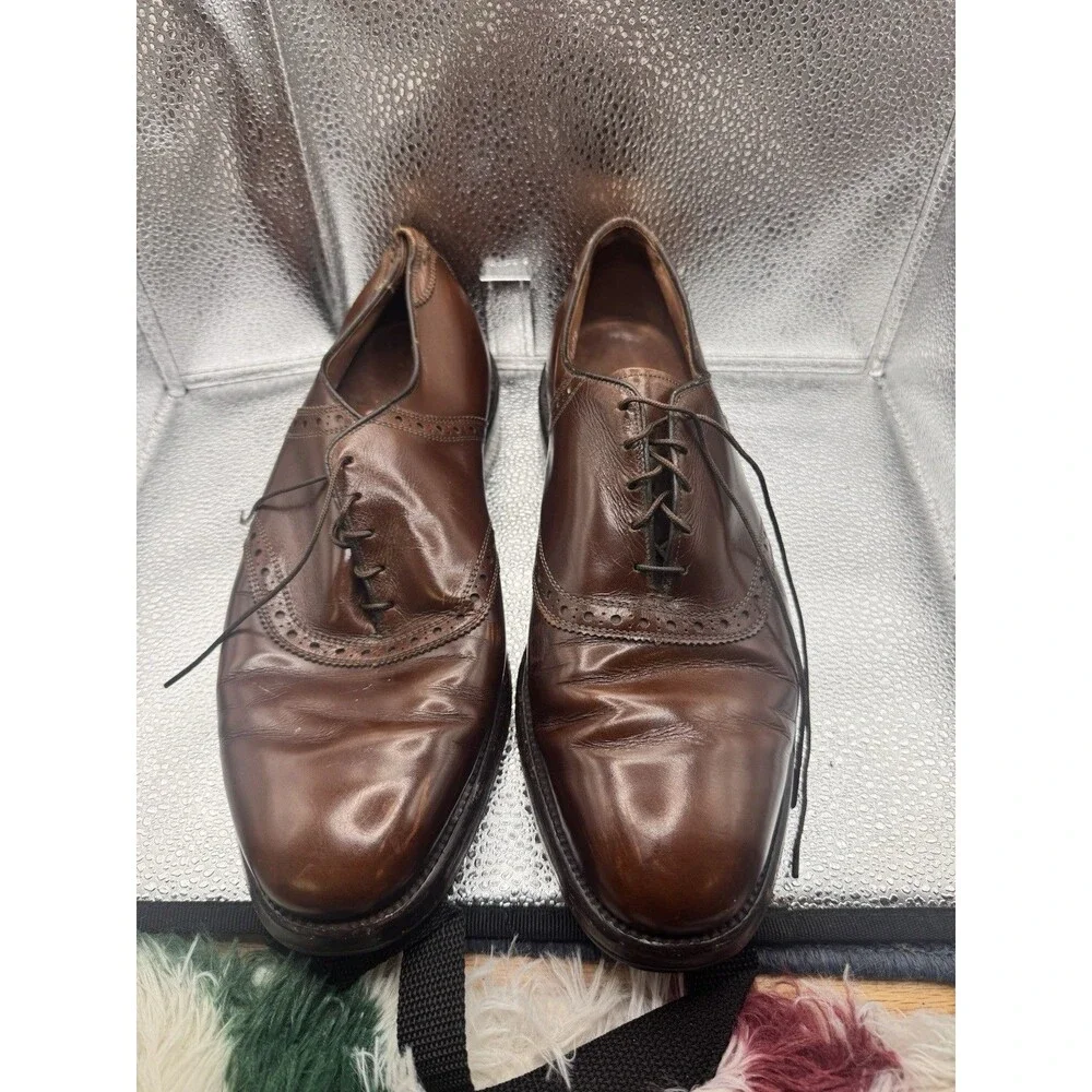 Vintage Allen Edmonds Polo Saddle Oxford Brown 10.5D USA Re-Soled Leather Shoes
